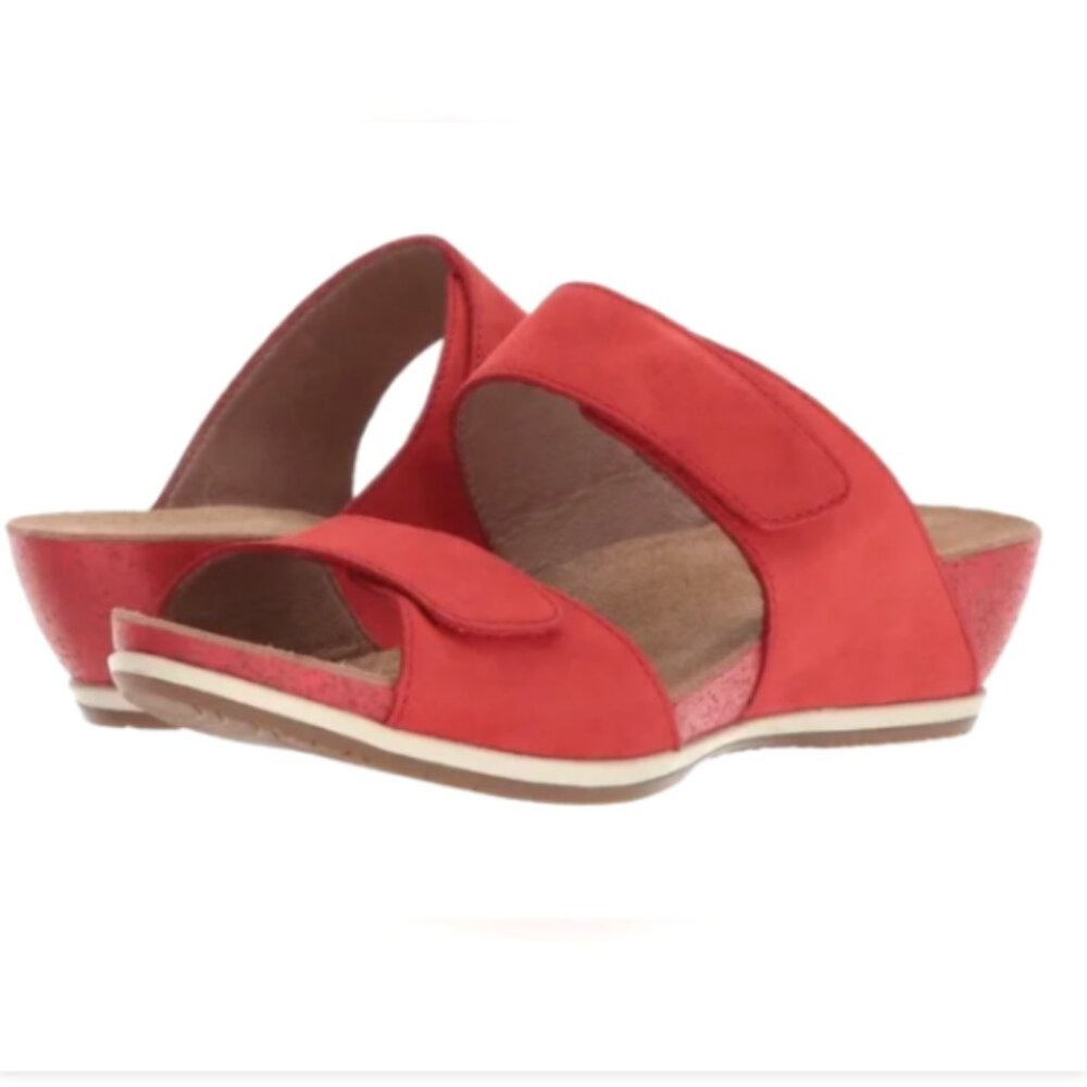 Dansko Vienna Milled Nubuck Double Strap Sandal 41 US 10.5-11 Tomato‎ Red 272F